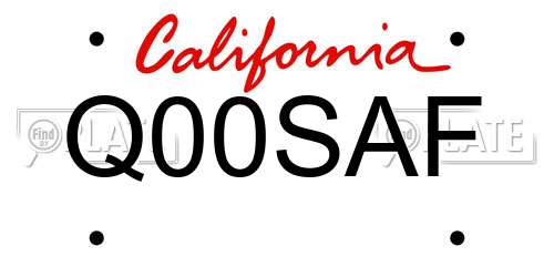Q00SAF California License Plate