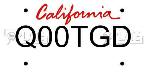 Q00TGD California License Plate