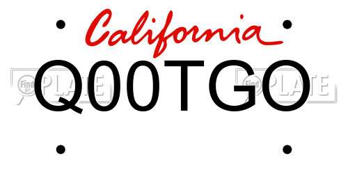 Q00TGO California License Plate