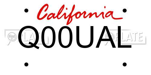 Q00UAL California License Plate