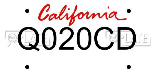 Q020CD California License Plate
