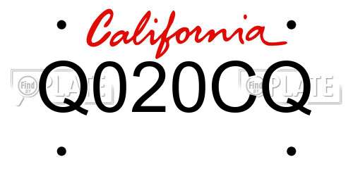 Q020CQ California License Plate