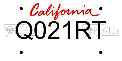 Q021RT California License Plate