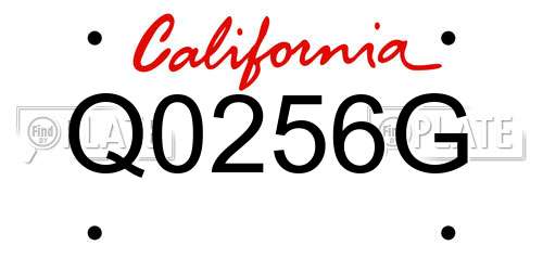 Q0256G California License Plate