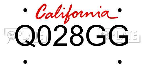 Q028GG California License Plate