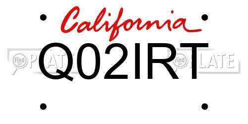 Q02IRT California License Plate