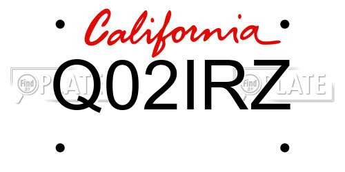 Q02IRZ California License Plate