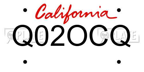 Q02OCQ California License Plate
