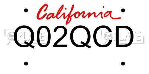 Q02QCD California License Plate
