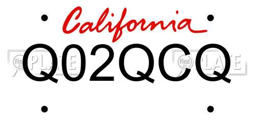Q02QCQ California License Plate