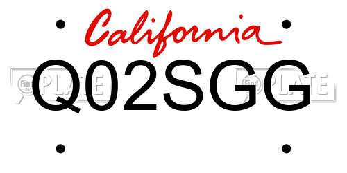 Q02SGG California License Plate