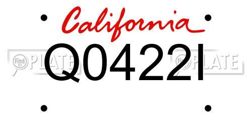 Q0422I California License Plate