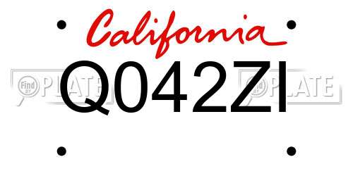 Q042ZI California License Plate