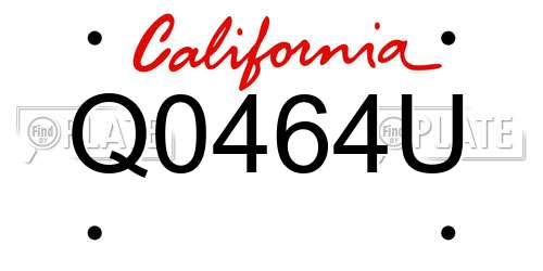 Q0464U California License Plate