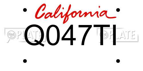 Q047TI California License Plate