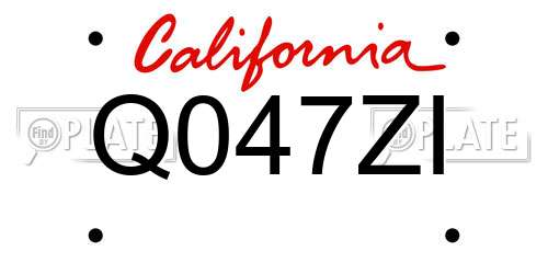 Q047ZI California License Plate