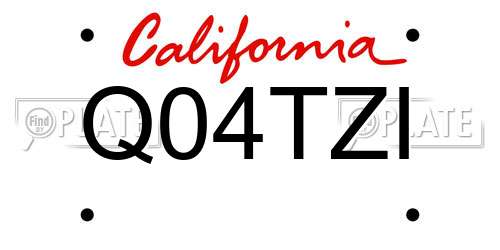 Q04TZI California License Plate