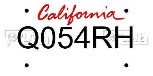 Q054RH California License Plate