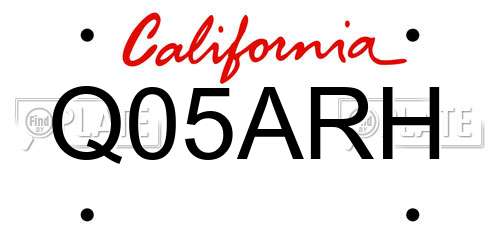 Q05ARH California License Plate