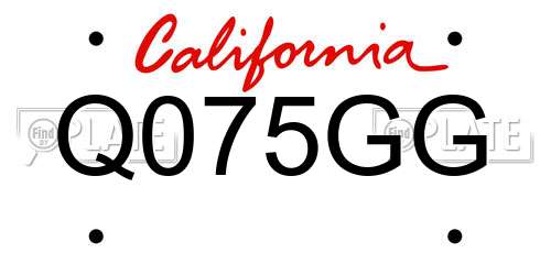 Q075GG California License Plate