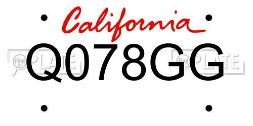 Q078GG California License Plate
