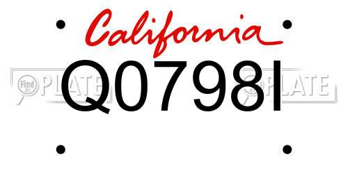 Q0798I California License Plate