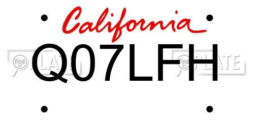 Q07LFH California License Plate
