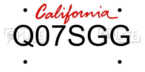 Q07SGG California License Plate