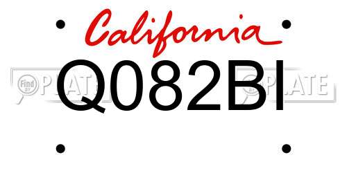 Q082BI California License Plate