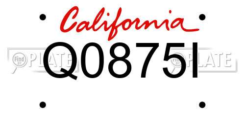 Q0875I California License Plate