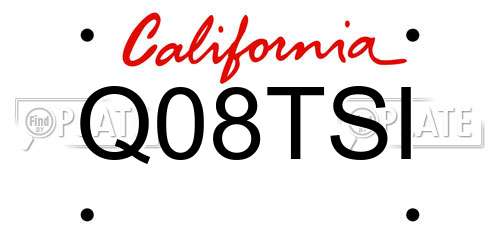 Q08TSI California License Plate