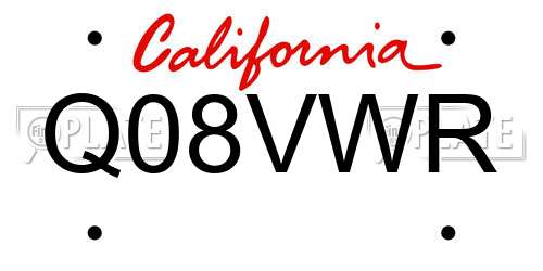 Q08VWR California License Plate