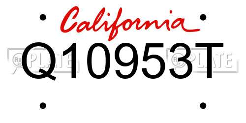 Q10953T California License Plate