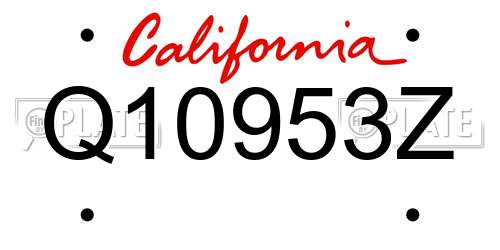 Q10953Z California License Plate