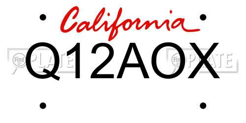 Q12AOX California License Plate