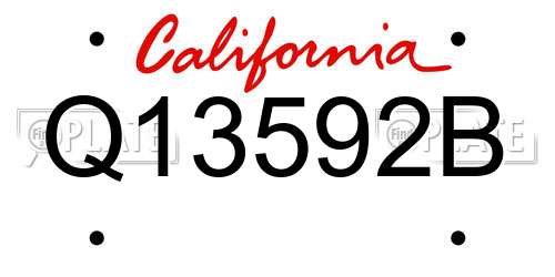 Q13592B California License Plate