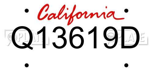 Q13619D California License Plate
