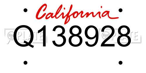 Q138928 California License Plate
