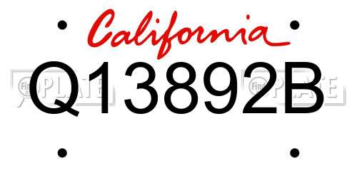 Q13892B California License Plate