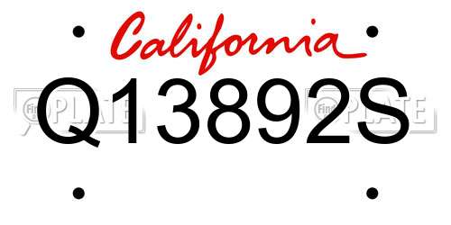 Q13892S California License Plate