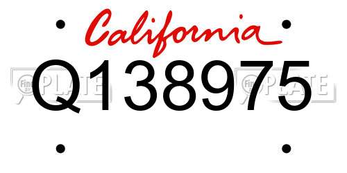 Q138975 California License Plate