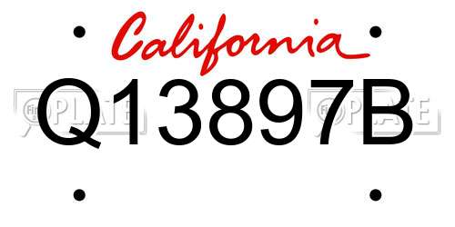Q13897B California License Plate