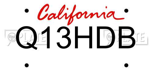 Q13HDB California License Plate