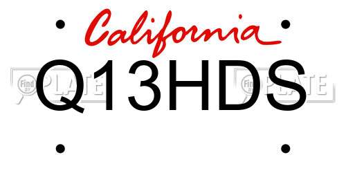 Q13HDS California License Plate