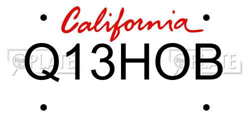 Q13HOB California License Plate