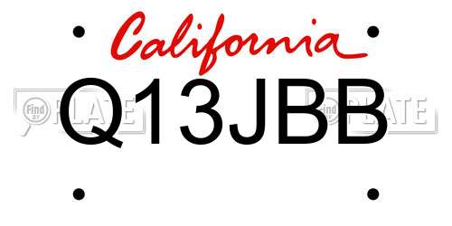 Q13JBB California License Plate