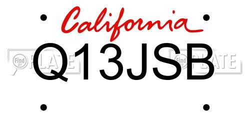 Q13JSB California License Plate