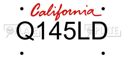 Q145LD California License Plate