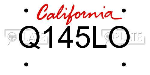 Q145LO California License Plate