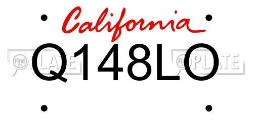 Q148LO California License Plate